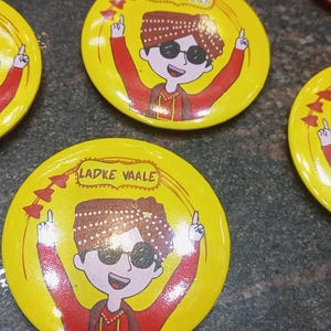 Indian Wedding Brooches - Bride & Groom Team Badges, Mehendi Favors (63mm)