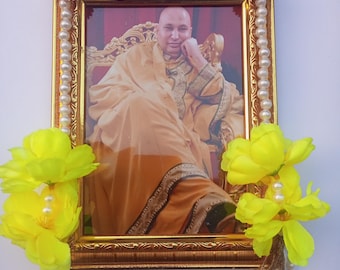 3x Guruji swaroop /sukhrana /Maharaj Golden Photo Frame, Hindu Religious Gift (8.5x6.5)