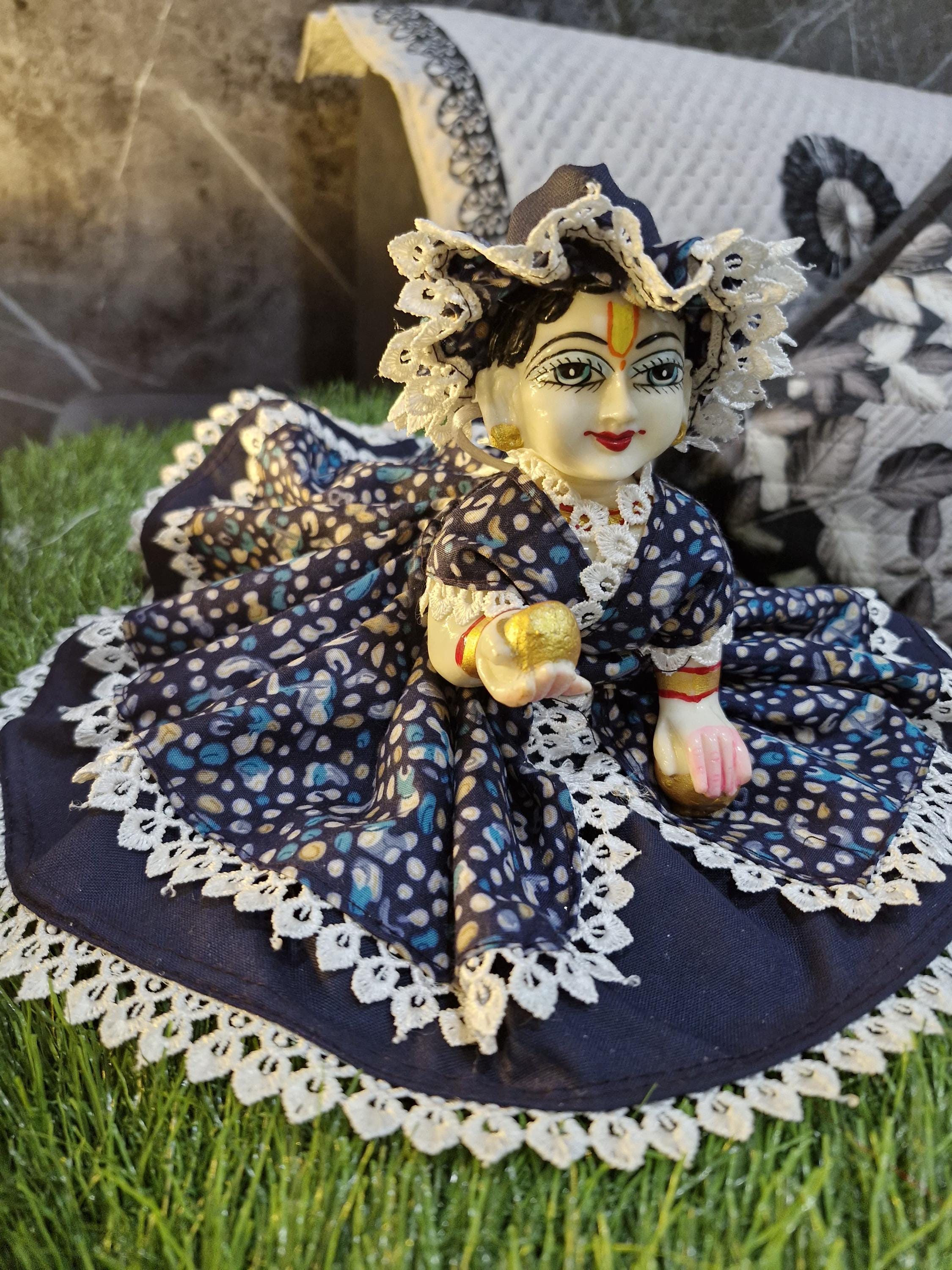 Ladoo Gopal Summer Cotton Dress With Cap-janamashtami