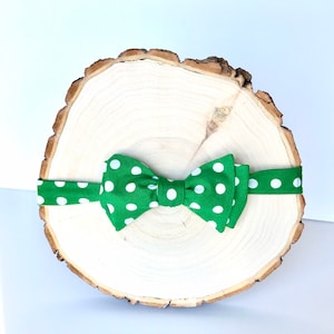Green and White Polka Dot Bow Tie