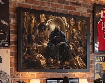 Mansa Musa, afrikanischer König – gerahmtes Poster (Querformat) | Goldener barocker Thronsaal
