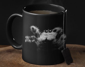 Black and White Leap Jumping Spider Coffee Mug