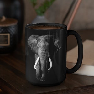 Black and White Photo of Elephant Personalized Custom Coffee Mug