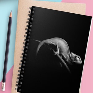 Black and White Chameleon Photo Spiral Notebook - Ruled Line