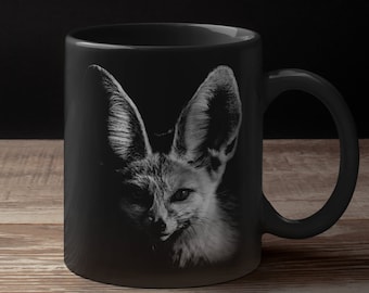 Schwarz-Weiß Fennec Fuchs Foto personalisierte Kaffeetasse