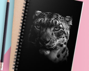 Schwarz Weiß Schnee Leopard Foto Spirale Notizbuch - Line line