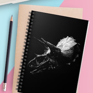 Black and White Triceratops Fossil Photo Spiral Notebook - Ruled Line