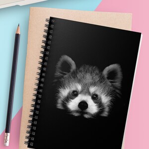Black and White Red Panda Photo Spiral Notebook - Ruled Line