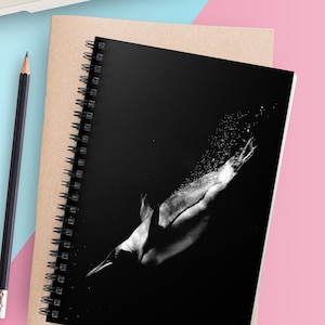 Black and White Penguin Photo Spiral Notebook - Ruled Line