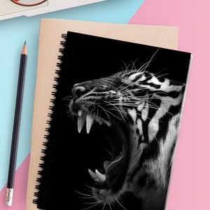 Black & White Tiger Photo Spiral Notebook - Ruled Line