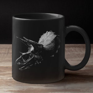 Black and White Triceratops Fossil Photo Personalized Custom Coffee Mug