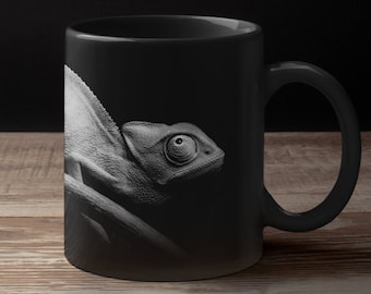 Black and White Chameleon Photo Coffee Mug