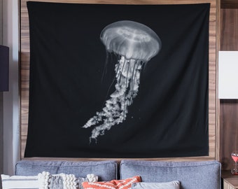 Schwarz-Weiß Portrait von Jelly Fish Wand wandteppich