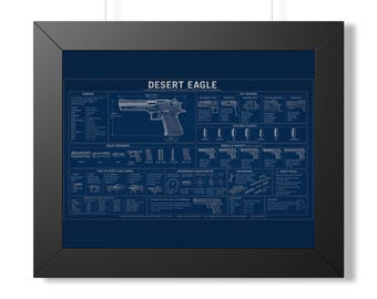 Desert Eagle Bauplan-Poster | Gerahmtes Poster im Querformat
