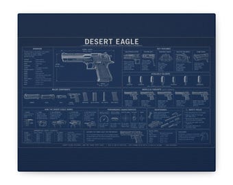 Desert Eagle Blueprint Matte Canvas