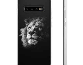 Foto en blanco y negro de Lion Iphone y Samsung Smart Phone Case