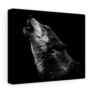 Black & White Wolf Howl Canvas Print