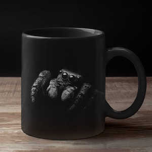 Cute Jumping Spider Black Coffee Mug