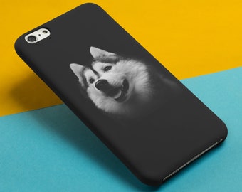Black and White Portrait of Husky Smart Phone Case