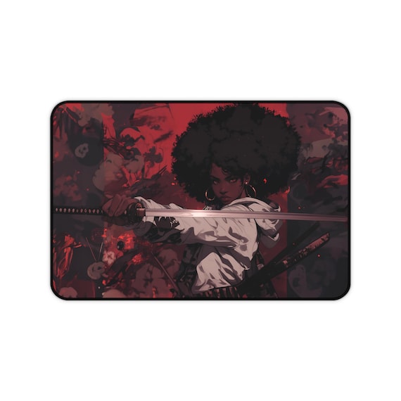Afro Samurai Desk Mat - Bold Female Warrior Art Print