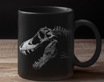 Schwarz-Weiß T-Rex Totenkopf Personalisierte Kaffeetasse
