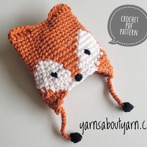 CROCHET HAT PATTERN / Crochet Baby Hat Pattern / Fox Hat Pattern / Sly the Fox Hat / Hat pattern sizes Newborn - 2 yrs
