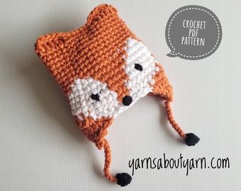 PADRÃO DE CHAPÉU DE CROCHÊ / Padrão de chapéu de bebê de crochê / Padrão de chapéu de raposa / Chapéu Sly the Fox / Padrão de chapéu tamanhos Recém-nascidos - 2 anos