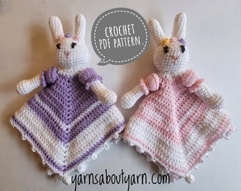 Patrón de conejito de ganchillo: manta de seguridad, juguete para bebé (patrón PDF)