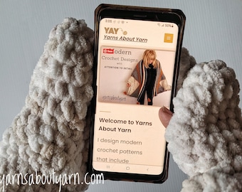Chunky Tech Touch Mittens / Warm Mittens / Crochet Mittens / Tech Mittens
