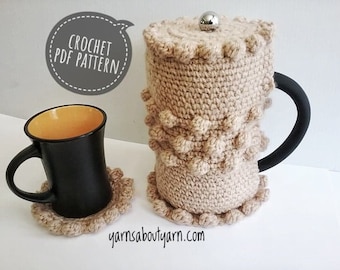 Crochet French Press Cozy Pattern: Nannie Annie Coffee Pot Cover (PDF Pattern)