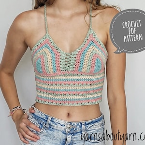 Customizable Crochet Bralette PDF Pattern / Crochet Pattern / Crop Top / Crochet Bikini Top / Custom Fit Bralette / Halter Top / Lace Up Top