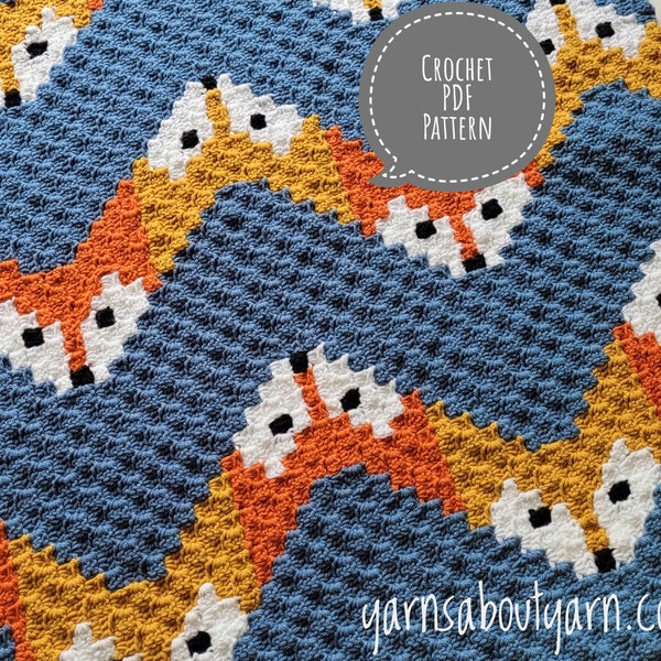 Sly the Fox Blanket / Baby Blanket / Lap Blanket / Fox Blanket / CROCHET BLANKET PATTERN