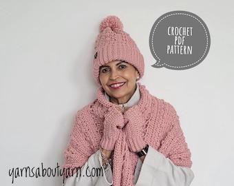 Convertible Bobble Crochet Hat & Fingerless Gloves Pattern (PDF Pattern)