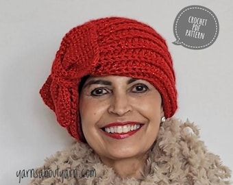 Beautiful Bow Turban Hat / Crochet Turban Hat / Crochet Winter Hat / Cancer Hat Series / Crochet Hat for Cancer