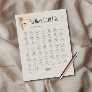 Boho Wedding Countdown Downloadable PDF Sign | 8.5&quot; x 11&quot; Easy to Print at Home! 30 Day Countdown Sign