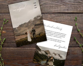 Mountain Elopement Announcement Card | Minimalist Photo Template (Digital Download)