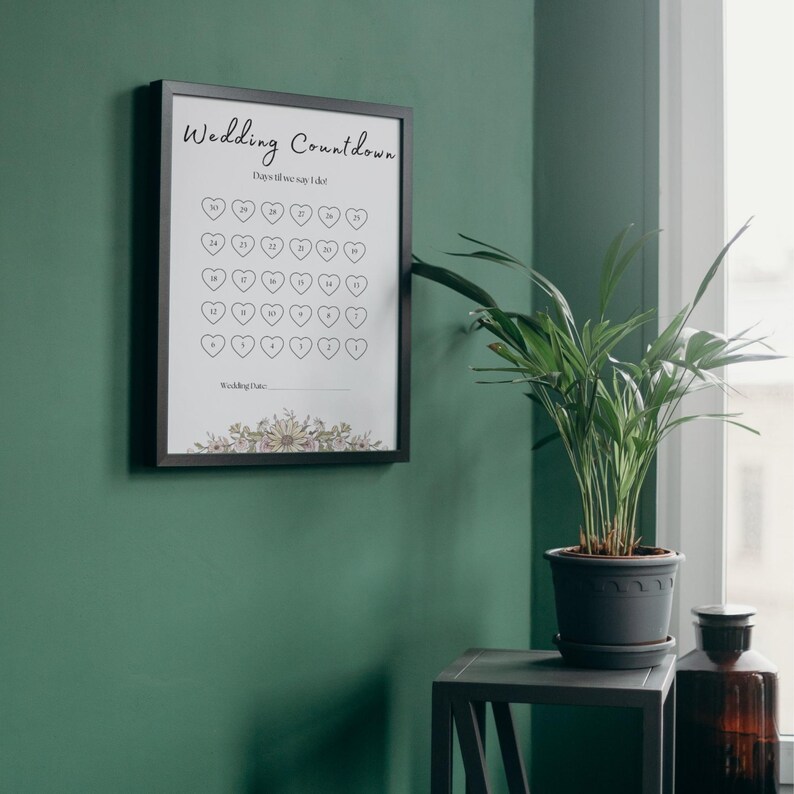 Wedding Countdown Sign | 30 Day Printable PDF (8.5x11) - Etsy