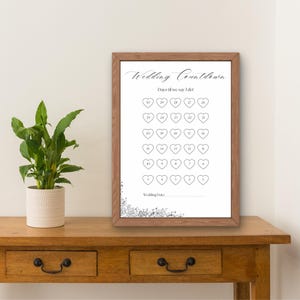 Hochzeits-Countdown-Herunterladbares PDF-Zeichen | 8.5" x 11" Einfach zu Hause drucken! 30 Tage Countdown-Zeichen