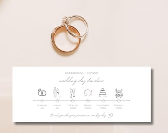 Minimal Wedding Timeline Card Template (Digital Download)