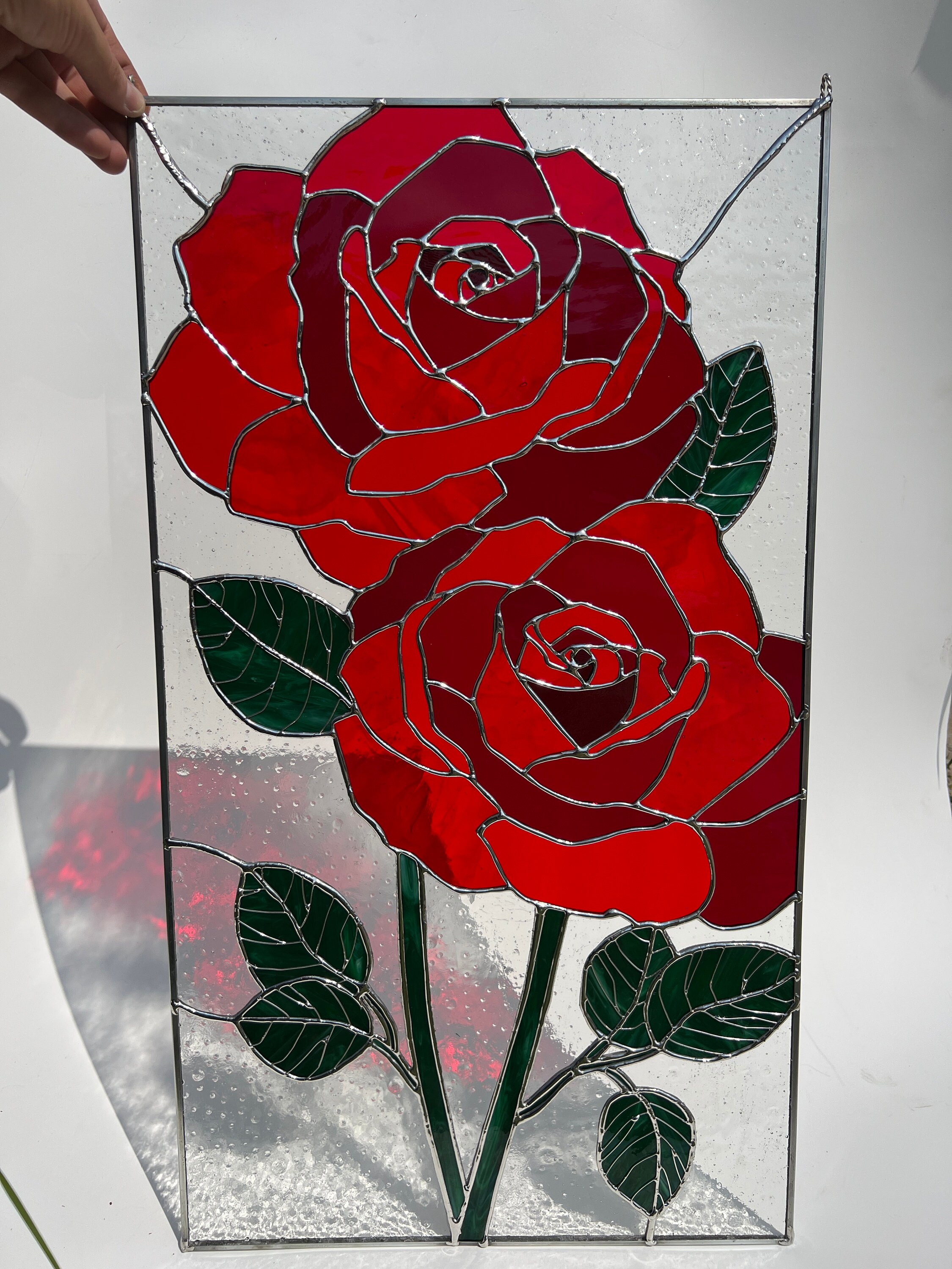 3 Roses Stained Glass Pattern Fresh Roses Stained Glass Pattern Floral Modern Red Rose Art - Etsy