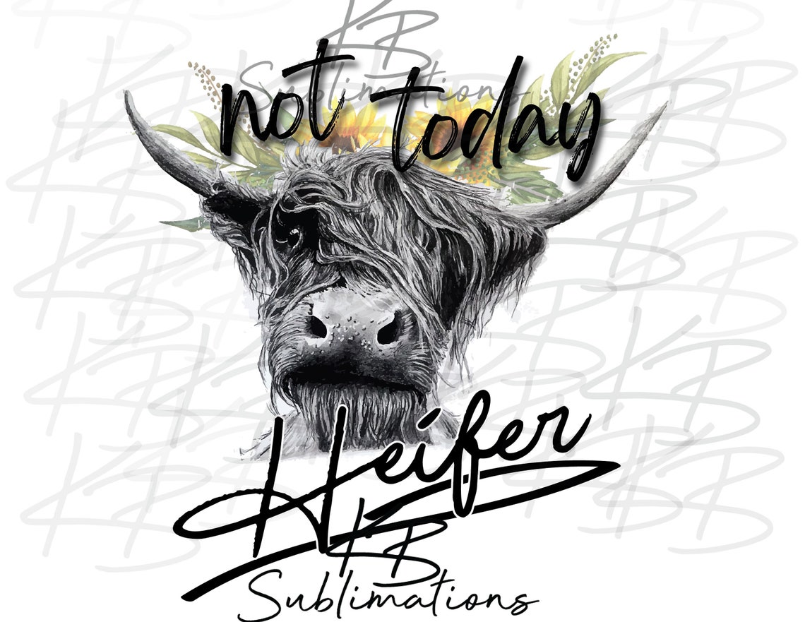 Not Today Heifer Highland Cow PNG Design Sublimation | Etsy