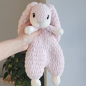 Pink Bunny Baby snuggler, Rabbit lovey, Bunny Blanket, Baby Toy, Baby Girl Newborn Gift