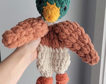 Crochet Duck Lovey: Mallard Snuggler, Woodland Nursery Toy