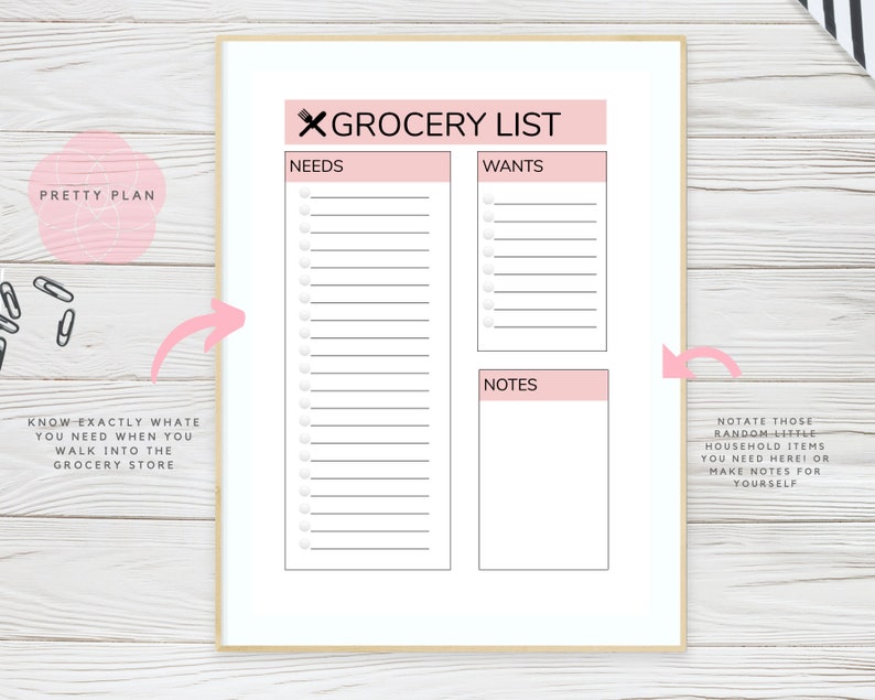 Grocery List, Shopping List, Printable to Do List, Task Management
