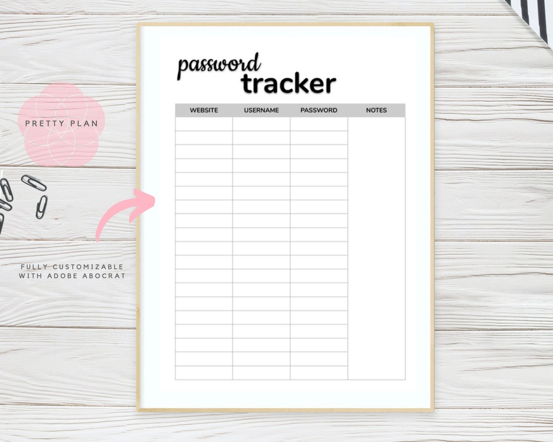 Printable Password Tracker Printable, Password Tracker, Password ...