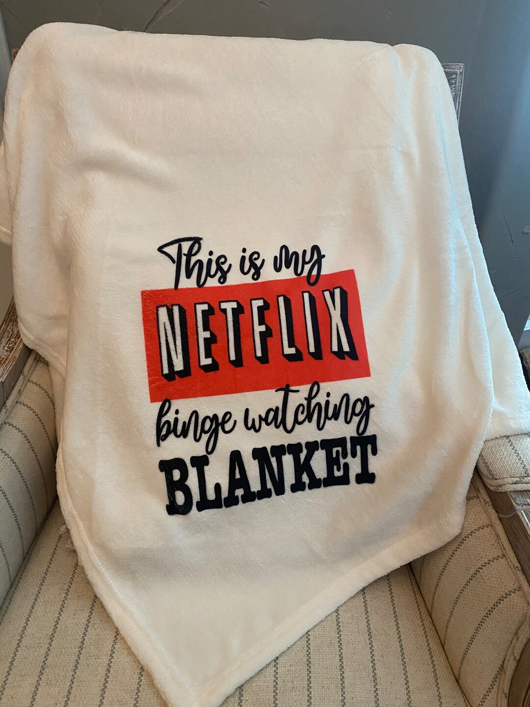 This is My Netflix Binge Watching Blanket/throw Cream Color Etsy