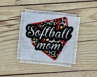 Softball Mom frayed hat patch