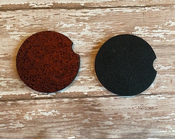 Leather pattern car coaster set