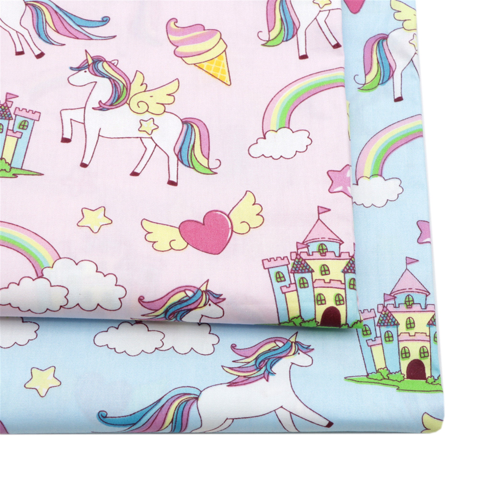 1 Piece 100 Cotton Fabric Cute Unicorn Printed Cotton Fabric Etsy