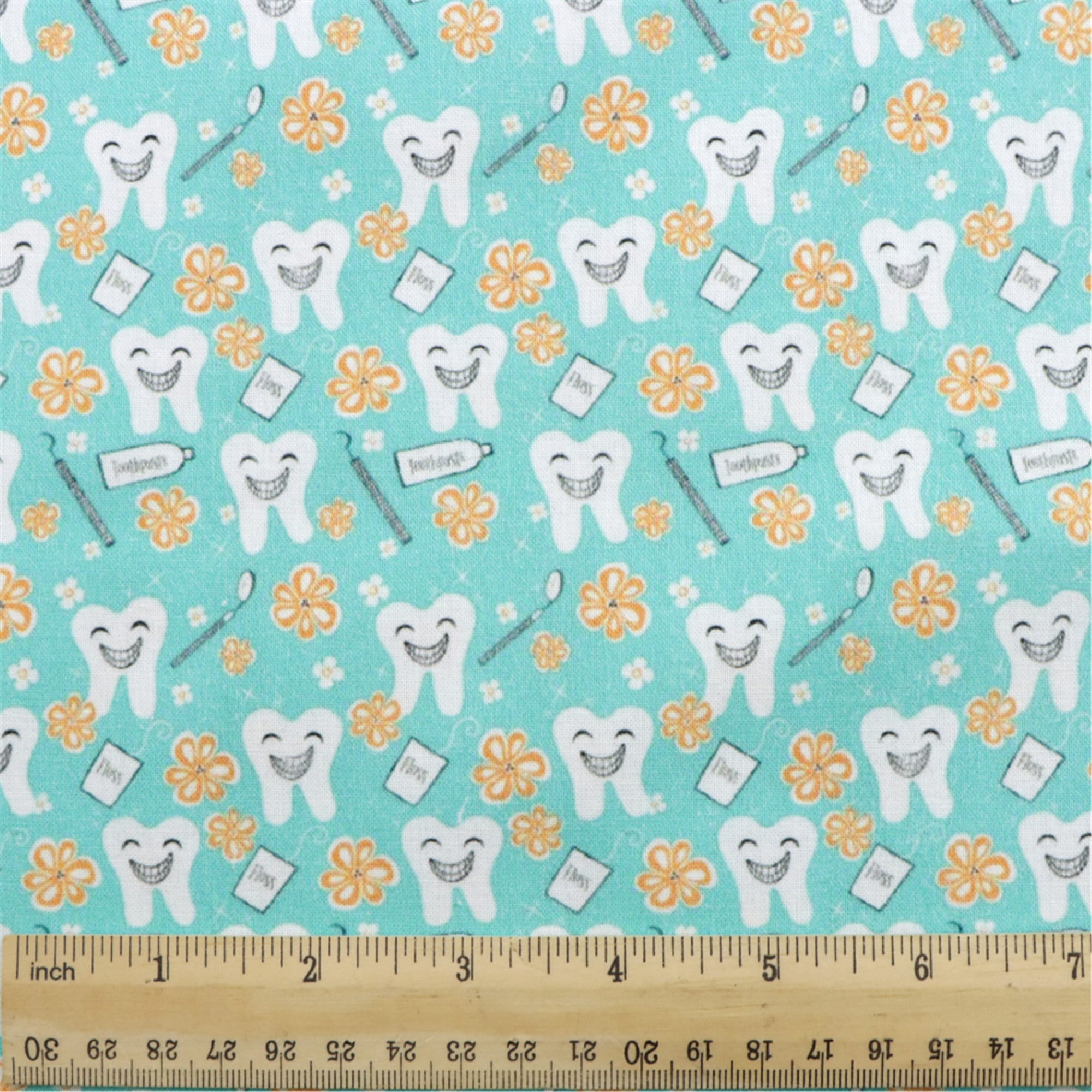 Healthy Tooth Printed 100 Cotton or Polyester Cotton Fabric Etsy